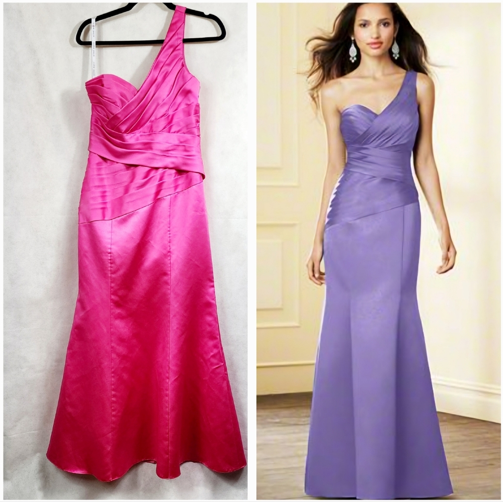 Alfred Angelo Fuschia Pink One-Shoulder Dress